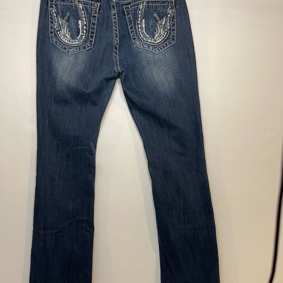 GRACE Horse Shoe Embellished Mid Rise/Easy Fit Bootcut Jeans - Picture 2 of 10